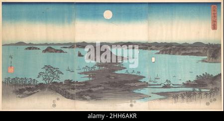 Panorama des huit vues de Kanasawa sous une pleine lune 1857 Utagawa Hiroshige japonais.Panorama des huit vues de Kanasawa sous une pleine lune.Utagawa Hiroshige (japonais, Tokyo (Edo) 1797–1858 Tokyo (Edo)).Japon.1857. Triptyque d'impressions de blocs de bois; encre et couleur sur papier.Période Edo (1615–1868).Imprime Banque D'Images