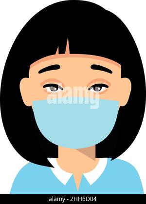 Femme en masque médical de protection protéger contre Covid 19, coronavirus. Illustration de Vecteur