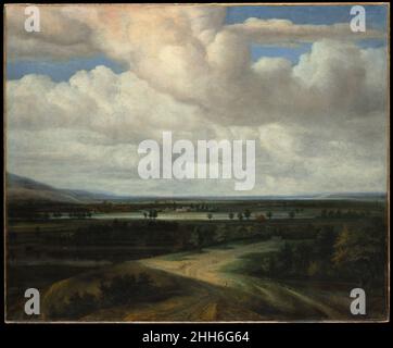 Un paysage panoramique avec un domaine de campagne ca.1649 Philips Koninck Dutch cette œuvre ambitieuse est l’une des premières compositions de l’artiste à grande échelle.Le premier plan est un peu mal agencé, mais la plaine ensoleillée au loin semble annoncer le style mature de peinture panoramique de Koninck.Les anciens peintres néerlandais du paysage et de la marine avaient arpenté des vues panoramiques sur la terre et le ciel, mais Koninck (qui connaissait bien Rembrandt) introduit des contrastes dramatiques de lumière et d'ombre et un sentiment de nature comme une force en constante évolution.Un paysage panoramique avec un domaine 436830 Banque D'Images