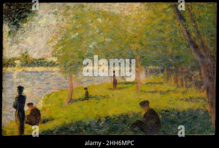 Etude pour 'Un dimanche sur la Grande Jatte' 1884 Georges Seurat French ce petit panneau est l'un des cinquante croquis et dessins d'huile réalisés comme études préparatoires pour le chef-d'œuvre monumental de Seurat, Un dimanche sur la Grand Jatte.Peinte de 1884 à 86, la scène représente les Parisiens à loisir sur une île en Seine.Illustrant le processus d’enquête de Seurat, les figures du présent panel ont été considérablement transformées dans la peinture finale.Le style de Seurat a été connu sous le nom de pointillisme (du mot français « point » ou « point »), mais il a préféré le terme de disvisionisme – le principe de Banque D'Images