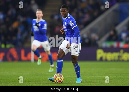 LEICESTER, ROYAUME-UNI.23rd JANV. Patson Daka de Leicester City lors du match Premier League entre Leicester City et Brighton et Hove Albion au King Power Stadium de Leicester le dimanche 23rd janvier 2022.(Credit: Jon Hobley | MI News) Credit: MI News & Sport /Alay Live News Banque D'Images