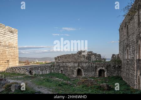 Krak des Chevaliers (Château des Chevaliers), Qalaat al Hosn, Syrie Banque D'Images