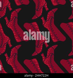 Motif contrasté sans coutures et bottines roses modernes et tendance.Œuvres d'art pour femmes sur fond noir.Illustration vectorielle pour prin textile de saison Illustration de Vecteur