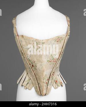 Corset troisième quart 18th siècle américain.Corset.Américain. Troisième quart du 18th siècle. Soie, lin, roseau, cuir Banque D'Images