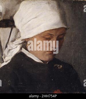 Fille paysanne à tête blanche 1885 Wilhelm Leibl Allemand.Fille paysanne avec une toile blanche 436867 Banque D'Images