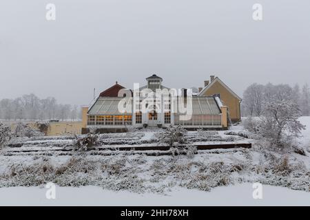 La serre au château Gripsholm à Mariefred, en Suède, en hiver Banque D'Images