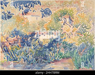 Le jardin de l'artiste à Saint-clair 1904–5 Croix Henri-Edmond (Henri-Edmond Delacroix) Français l'art de la Croix Henri-Edmond appartient aux dernières années de néo-impressionnisme.Ce n'est que lorsqu'il s'est déplacé à Saint-clair, un petit hameau de la Côte d'Azur près de Saint-Tropez, qu'il s'est tourné vers la peinture de paysage pure à l'huile et à l'aquarelle, en utilisant une palette vive de couleurs saturées.Sur la côte méditerranéenne, Cross a assoupli les arrangements optiques rigoureux de la technique divisiiste en faveur d'un style de peinture utilisant de longues, blocky brushmarks dans des motifs décoratifs, comme la mosaïque.Peint en croix plusieurs r Banque D'Images