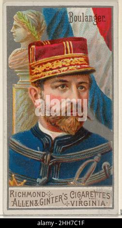 Georges Ernest Jean-Marie Boulanger, de la série Grands généraux (N15) pour Allen & Ginter cigarettes Brands 1888 cartes Allen & Ginter American Trade de la série « Grands généraux » (N15), émises en 1888 dans un jeu de 50 cartes pour promouvoir les cigarettes Allen & Ginter.Georges Ernest Jean-Marie Boulanger, de la série des grands généraux (N15) pour Allen & Ginter cigarettes Brands.1888. Lithographie couleur commerciale.Allen & Ginter (américain, Richmond, Virginie) Banque D'Images