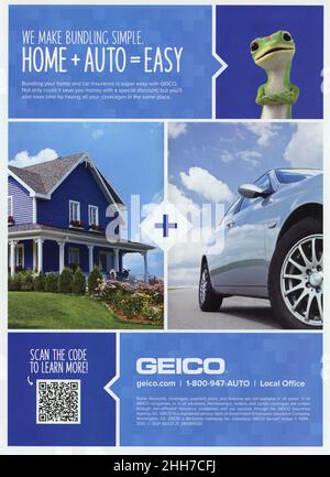 Publicité pleine page du numéro 2021 du New Yorker Magazine, États-Unis Banque D'Images