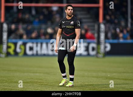 Barnett, Royaume-Uni.23rd janvier 2022.Heineken Challenge Cup.Saracens V London Irish.Stade StoneX.Barnett.Sean Maitland (Saracens).Credit: Sport en images/Alamy Live News Banque D'Images