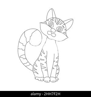 Dessin de page de coloriage de joli chat animal coloriage page dessin animé illustration vectorielle Illustration de Vecteur