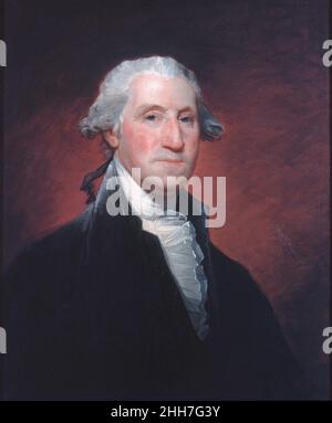 George Washington ca.1798–1800 Gilbert Stuart American l'arrière-plan rouge non précisé et les détails limités de ce portrait distinctif mettent l'accent sur le visage Bénin et noble du premier président.C'est une qualité du génie de Stuart qu'en dépit de la corvée d'avoir à peindre autant de répliques de ses portraits populaires et réussis de Washington, il a réussi à apporter à chacun une différence significative dans le roulement et l'attitude.Écoutez des experts illuminer l'histoire de cette œuvre Écoutez ou faites une pause #3840.George Washington soutenu par Bloomberg philanthropies nous sommes désolés, la transcription Banque D'Images