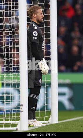 Leicester, Royaume-Uni.23rd janvier 2022.Kasper Schmeichel de Leicester City pendant le match de la Premier League au King Power Stadium de Leicester.Crédit photo à lire : Darren Staples/Sportimage crédit : Sportimage/Alay Live News Banque D'Images