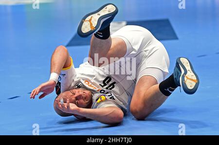 Bratislava, Slovaquie.23rd janvier 2022.Handball, Championnat d'Europe, main Round, Groupe 2, Matchday 3,Allemagne - Suède: L'Allemagne Paul Drux.Credit: Marijan Murat/dpa/Alamy Live News Banque D'Images