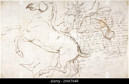 Cheval d'élevage et entraîneur, tiré sur une lettre.Verso: Études des femmes et des enfants après 1810 William Etty British.Cheval d'élevage et entraîneur, tiré sur une lettre.Verso: Études des femmes et des enfants 341677 Banque D'Images