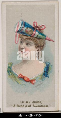 Lillian Grubb comme « Un paquet de douceur », de la série Fancy Dress ball costumes (N73) pour les cigarettes de marque Duke 1889 émis par W. Duke, Sons & Co. American Trade Cards de la série « Fancy Dress ball costumes » (N73),Émis en 50 cartes en 1889 pour promouvoir les cigarettes de marque W. Duke Sons & Co..Lillian Grubb comme "Un paquet de douceur", de la série Fancy Dress ball costumes (N73) pour les cigarettes de marque Duke.1889. Lithographie couleur commerciale.Publié par W. Duke, Sons & Co. (New York et Durham, N.C.) Banque D'Images