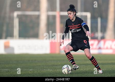 Milan, Italie.23rd janvier 2021.Vismara Sports Center, 23.01.22 Laura Fusetti (#6 AC Milan) pendant les femmes série Un match entre AC Milan et UC Sampdoria au Vismara Sports Center à Milan, Italie Cristiano Mazzi/SPP crédit: SPP Sport Press photo./Alamy Live News Banque D'Images