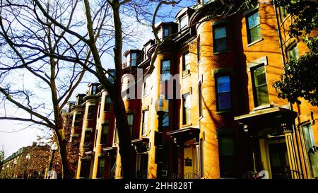 Pierres à sourcils de back Bay Boston en hiver Banque D'Images