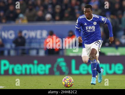 Leicester, Royaume-Uni.23rd janvier 2022.Patson Daka de Leicester City pendant le match de la Premier League au King Power Stadium de Leicester.Crédit photo à lire : Darren Staples/Sportimage crédit : Sportimage/Alay Live News Banque D'Images