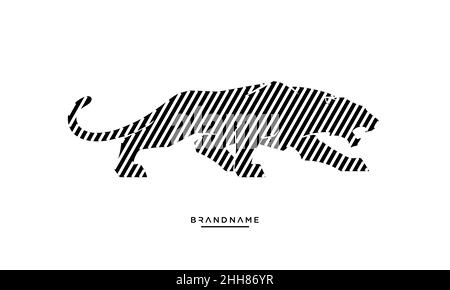 Dessin au trait logo de Panther, léopard, tigre, icône guépard Illustration de Vecteur