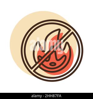 Icône de vecteur de symbole de feu interdit.Symbole de feu.Arrêter le feu.Échapper au feu Illustration de Vecteur