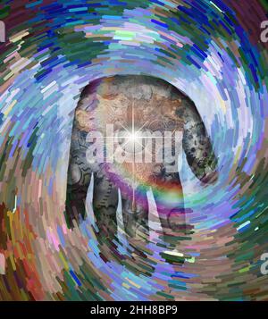 Machine Dieu.Peinture abstraite.Time machine Art. 3D rendu Banque D'Images