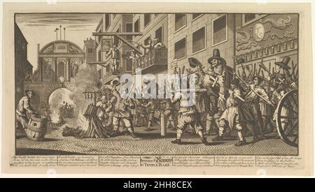 Burning the Rumps at Temple Bar (douze grandes illustrations pour les Hudibras de Samuel Butler, planche 11) 1725–68 William Hogarth British.Burning the Rumps at Temple Bar (douze grandes illustrations pour les Hudibras de Samuel Butler, planche 11) 401153 Banque D'Images