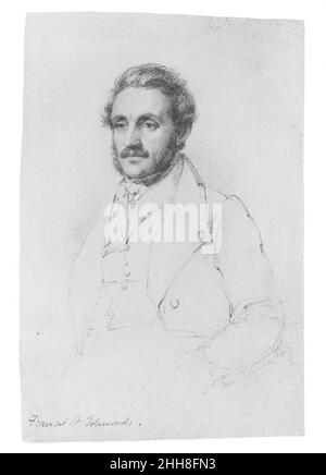 Francis William Edmonds 1841 Asher Brown Durand American Edmonds, un homme d'affaires éminent, participant de premier plan dans les institutions culturelles de New York, peintre amateur et National Academicien se sont rendus en Europe en 1841, se joignant à Durand à Rome.Bien que ce dessin soit assez similaire au portrait à l’huile d’Edmonds peint plus tôt dans leur tournée européenne, le sitter apparaît ici plus introspectif.L’expression d’Edmonds à l’intérieur est soulignée par le contraste entre le rendu finement nuancé de Durand des traits faciaux lourds du sitter et son indication sommaire du reste de la figure. Banque D'Images