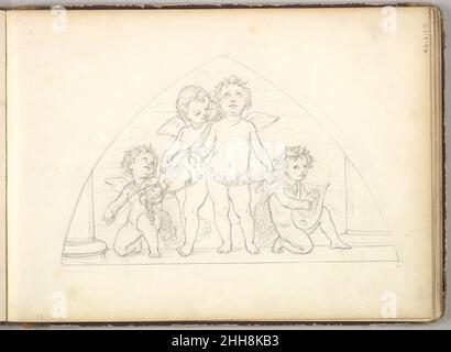 Quatre Putti musical (dans le Livre d'esquisse avec dessins sur vingt-six feuilles) ca.1849 Frederic, Lord Leighton British.Quatre Putti musical (dans le Livre d'esquisse avec dessins sur vingt-six feuilles) 418108 Banque D'Images