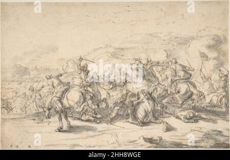 Scène de bataille : un engagement de cavalerie 17th siècle Jacques Courtois Français.Scène de bataille : un engagement de cavalerie 336554 Banque D'Images