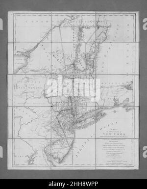 Carte de la province de New York 1776 William Faden le plus jeune britannique.Carte de la province de New York.1776. Encre sur papier monté sur toile.Fabriqué à Londres, Angleterre Banque D'Images