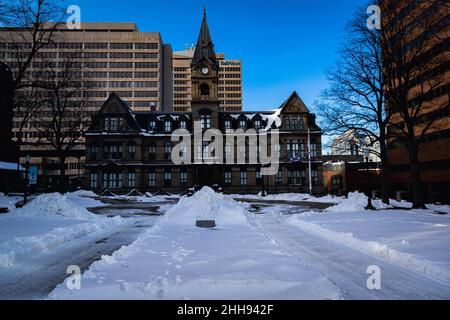 lieu historique national du canada de l'hôtel de ville de halifax au milieu de l'hiver Banque D'Images