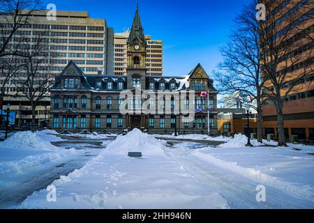 lieu historique national du canada de l'hôtel de ville de halifax au milieu de l'hiver Banque D'Images