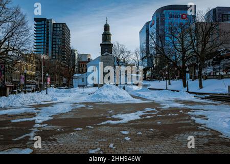 place de la grande parade de halifax au milieu de l'hiver Banque D'Images