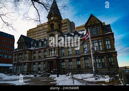 lieu historique national du canada de l'hôtel de ville de halifax au milieu de l'hiver Banque D'Images