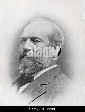 James Abram Garfield (1831-1881) a été élu président des États-Unis en 20th en 1880.Il a été constamment harcelé par des gens à la recherche d'un emploi et a été tué par un coup de feu le 2 juillet 1881.Il est décédé le 19 septembre. Banque D'Images