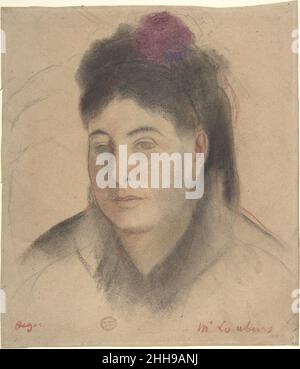 Madame Loubens ca.1869 Edgar Degas Français.Madame Loubens.Edgar Degas (Français, Paris 1834–1917 Paris). Env.1869. Charbon de bois et pastel avec craie rouge, noire et blanche sur graphite sur papier vélin beige.Mises en plan Banque D'Images