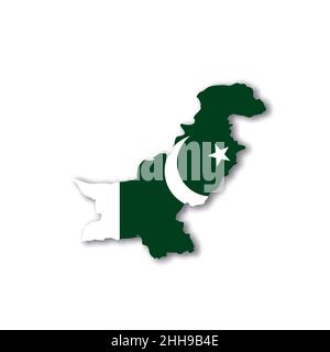 Drapeau national du Pakistan en forme de carte de pays Illustration de Vecteur