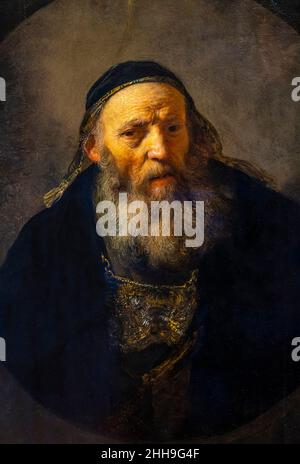 REMBRANDT VAN RIJN (1606-1669) RABBIN AVEC UN CHAPEAU (1635) THE QUEEN'S GALLERY BUCKINGHAM PALACE LONDRES ANGLETERRE ROYAUME-UNI Banque D'Images