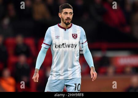 Manchester, Royaume-Uni.22nd janvier 2022.Manuel Lanzini de West Ham United lors du match de la Premier League à Old Trafford, Manchester, Royaume-Uni.Date de la photo: Dimanche 23 janvier 2022.Crédit photo devrait se lire: Anthony Devlin crédit: Anthony Devlin/Alamy Live News Banque D'Images