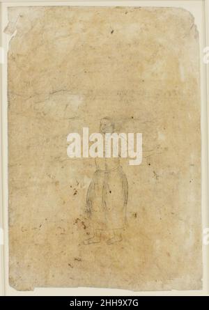 Dessin astrologique représentant la Constellation Andromeda 16th siècle ce dessin astrologique de la constellation Andromeda montre sa position avec les pieds alignés vers la droite, son mouvement équilibré avec un pied placé avant l'autre.Ses mains sont écartées d'une manière qui reflète une ouverture retenue et ses bras sont suspendus en plein air avec les paumes orientées vers le haut.Les lignes sinueuses et le traitement sensible des traits du visage et du vêtement sont caractéristiques du style safavide du XVIe siècle.Dessin astrologique représentant la Constellation Andromeda.16th siècle.Encre activée Banque D'Images