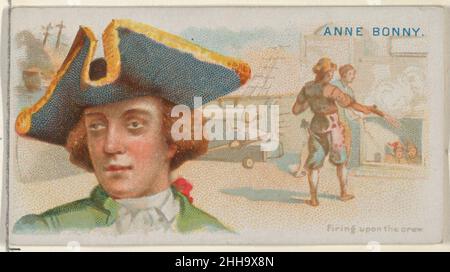 Anne Bonny, qui tire sur l'équipage, de la série Pirates of the Spanish main (N19) pour Allen & Ginter cigarettes ca.1888 cartes Allen & Ginter American Trade de la série « Pirates of the Spanish main » (N19), émises vers le1888 par lot de 50 cartes pour promouvoir les cigarettes Allen & Ginter.Anne Bonny, qui tire sur l'équipage, de la série Pirates of the Spanish main (N19) pour Allen & Ginter cigarettes. Env.1888. Lithographie couleur commerciale.Allen & Ginter (américain, Richmond, Virginie) Banque D'Images