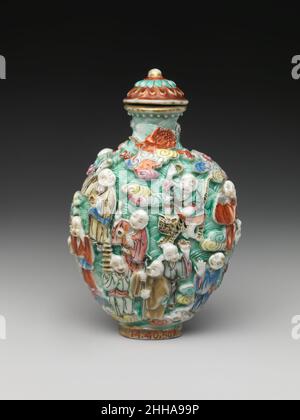 Bouteille de tabac à priser en Chine.Bouteille de tabac à priser.Chine.Porcelaine.Dynastie Qing (1644–1911), période de Jiaqing (1796–1820).Bouteilles de tabac à priser