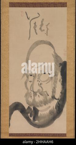 Portrait de Bodhidharma milieu du 18th siècle Hakuin Ekaku moine influent et peintre prolifique, Hakuin Ekaku a fait des images saisissantes et parfois humoristiques qui ont joué un rôle important dans son enseignement.Des dizaines de portraits en demi-longueur de Bodhidharma (Japonais: Daruma), le moine indien reconnu pour avoir transmis des enseignements bouddhistes zen à la Chine au sixième siècle, peuvent être datés des dernières décennies de la vie de l'artiste.Il a brossé une variété de messages différents sur ces images, peut-être le plus courant étant quatre caractères chinois qui véhiculent une leçon claire : « regardez à l'intérieur de vous-même pour devenir un Banque D'Images