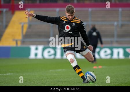 Limerick, Irlande.23rd janvier 2022.Charlie ATKINSON de Wasps lors de la Heineken Champions Cup, Round 4, Pool B match entre Munster Rugby et Wasps au parc Thomond de Limerick, Irlande, le 23 janvier 2022 (photo par Andrew SURMA/ Credit: SIPA USA/Alay Live News Banque D'Images