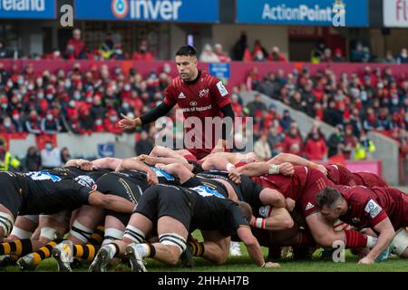 Limerick, Irlande.23rd janvier 2022.Conor MURRAY de Munster pendant la Heineken Champions Cup, Round 4, Pool B match entre Munster Rugby et Wasps au parc Thomond de Limerick, Irlande, le 23 janvier 2022 (photo par Andrew SURMA/ Credit: SIPA USA/Alay Live News Banque D'Images