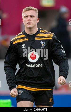 Limerick, Irlande.23rd janvier 2022.Ali CROSSDALE de Wasps lors de la Heineken Champions Cup, Round 4, Pool B match entre Munster Rugby et Wasps à Thomond Park à Limerick, Irlande, le 23 janvier 2022 (photo par Andrew SURMA/ Credit: SIPA USA/Alamy Live News Banque D'Images
