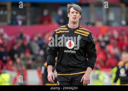 Limerick, Irlande.23rd janvier 2022.James GASKELL de Wasps lors de la Heineken Champions Cup, Round 4, Pool B match entre Munster Rugby et Wasps au parc Thomond de Limerick, Irlande, le 23 janvier 2022 (photo par Andrew SURMA/ Credit: SIPA USA/Alay Live News Banque D'Images