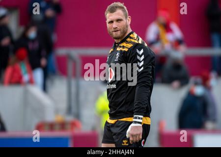 Limerick, Irlande.23rd janvier 2022.Brad SHIELDS of Wasps lors de la Heineken Champions Cup, Round 4, Pool B match entre Munster Rugby et Wasps au parc Thomond de Limerick, Irlande, le 23 janvier 2022 (photo par Andrew SURMA/ Credit: SIPA USA/Alay Live News Banque D'Images