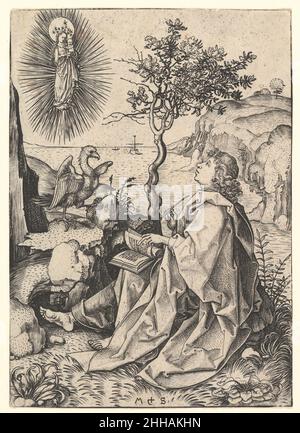 Saint John sur Patmos ca.1435–1491 Martin Schongauer Allemand.Saint John sur Patmos 336161 Banque D'Images